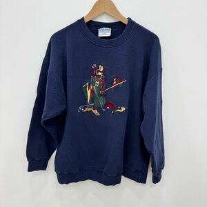 Gildan Navy Blue Weekend Graphic Long Sleeve Golf Clubs Crewneck Sweater Sz XL